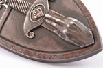 badge, War School Graduation, with motto "Latvija Tev mūsu sirds!", Nr. 934, silver, 875 standard, L...