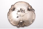 fruit dish, silver, Art-Nouveau, 800 standard, 388.10 g, 26.8 x 26.5 cm, by Max Gedlicka, the border...