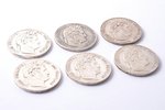 set of 6 coins: 5 francs, Louis Philippe I: 1832 (W, F-VF), 1835 (W, F-VF / D, VF), 1838 (W, F-VF),...