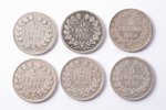 set of 6 coins: 5 francs, Louis Philippe I: 1832 (W, F-VF), 1835 (W, F-VF / D, VF), 1838 (W, F-VF),...