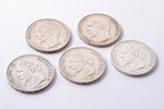 set of 5 coins: 5 francs, Napoleon III: 1852 (A, XF / VF), 1867 (BB, VF-XF), 1868 (BB, VF-XF), 1870...