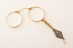 lorgnette, gold plated, metal, 11.8 x 4.5 cm (folded)...