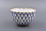 tea trio, "Cobalt net", porcelain, LFZ - Lomonosov porcelain factory, Russia, the border of the 20th...