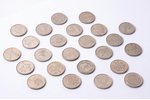 24 monētu pilns komplekts: 1 lats, 2001-2013 g., Latvija, Ø 21.75 mm, kopējais svars 115.27 g...