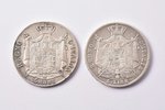 2 monētas: 5 liras, 1809 (MR, Rarity C) / 1812 g.(M, Rarity R), Napoleons I, sudrabs, 900 prove, Itā...